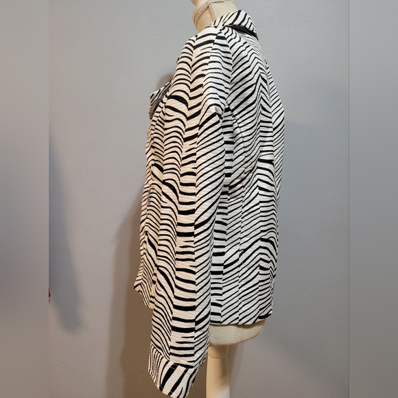 Erin London size S offset zipper zebra striped lightweight dressy jacket - Picture 2 of 12